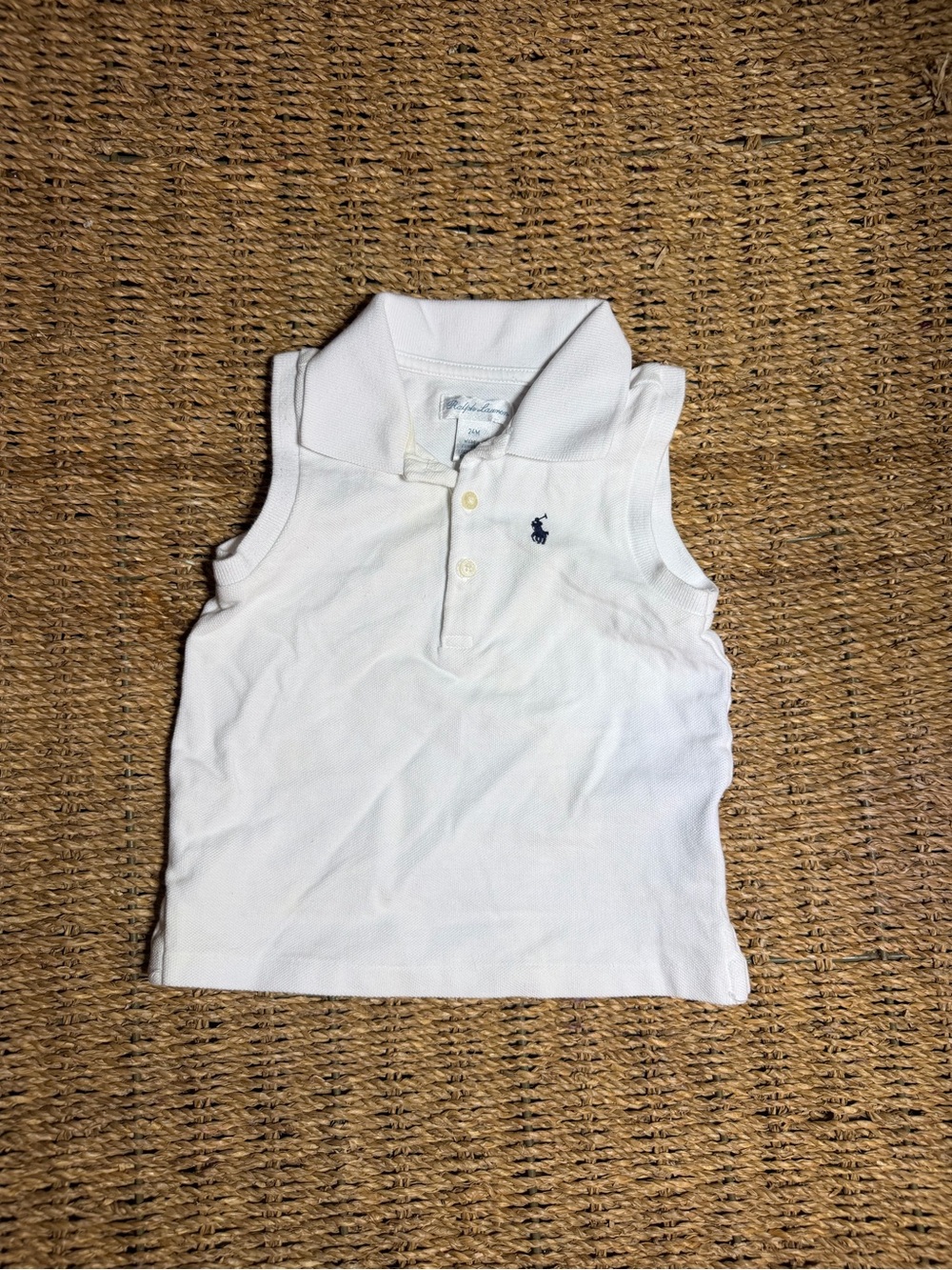 Polo by Ralph Lauren White Sleeveless Polo Tank with Navy Logo